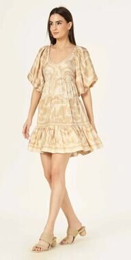 Omika Ila Mini Cierra Dune Tan Womens Dress New Small